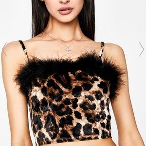 Dolls Kill Leopard Boa Trimmed Cami